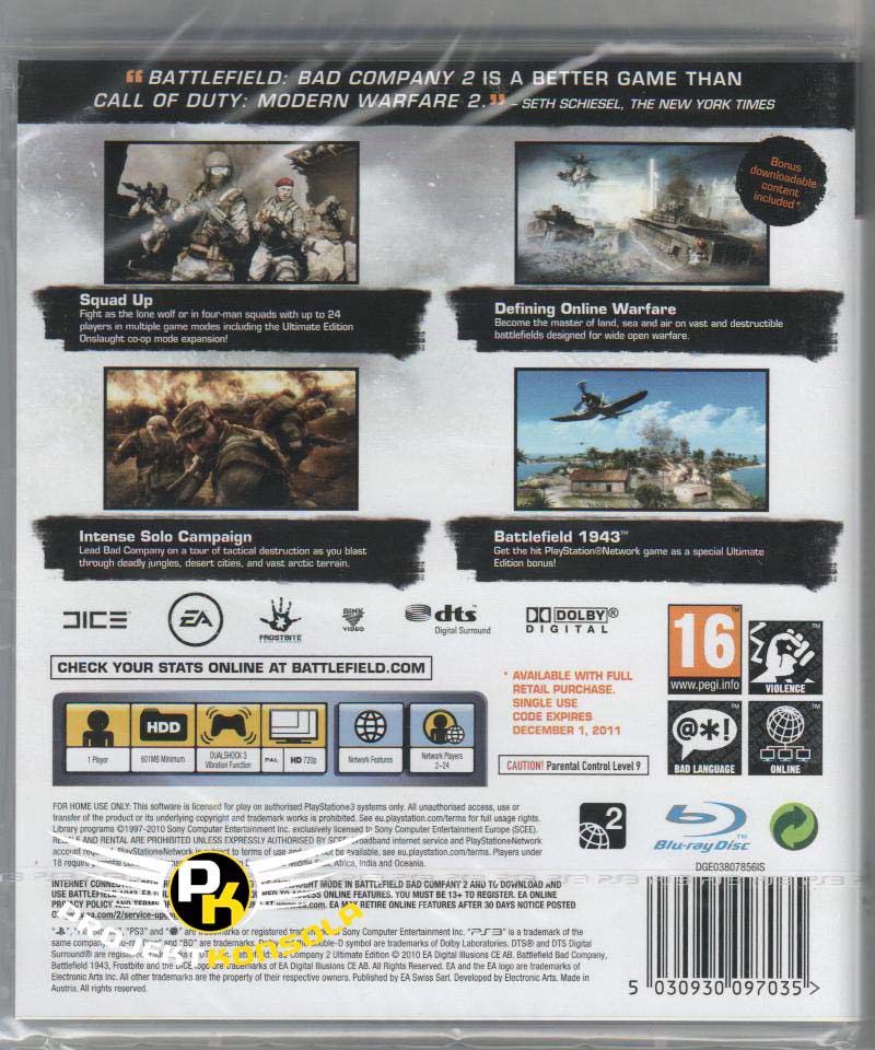 Battlefield Bad Company 2 Ultimate Edition PS3 sklep: najtańsze gry na konsole PS3