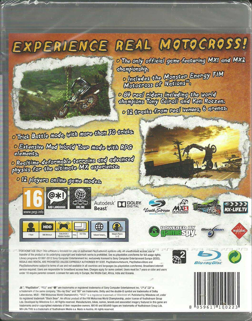 MUD FIM Motocross World Championship PS3 okładka przód sklep najtańsze gry na konsole MUD FIM Motocross World Championship PS3